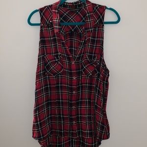 Plaid Button Up Tank Top☺️